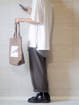 「Dr. Martens（ドクターマーチン）のDr.Martens / ドクターマーチン 1461 3EYE GIBSON SHOE 3ホール ギブソン シューズ ブーツ（ブーツ）」を使った、しま🦓さん（メンズ・170cm）の夏コーディネート