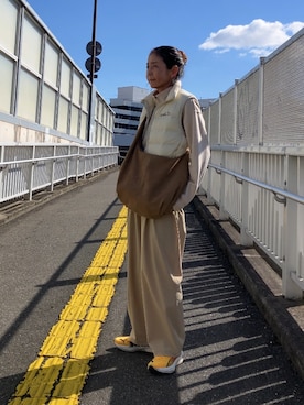 「アイテム（ダウンベスト）」を使った、まゆみんさん（レディース・160cm）の秋コーディネート