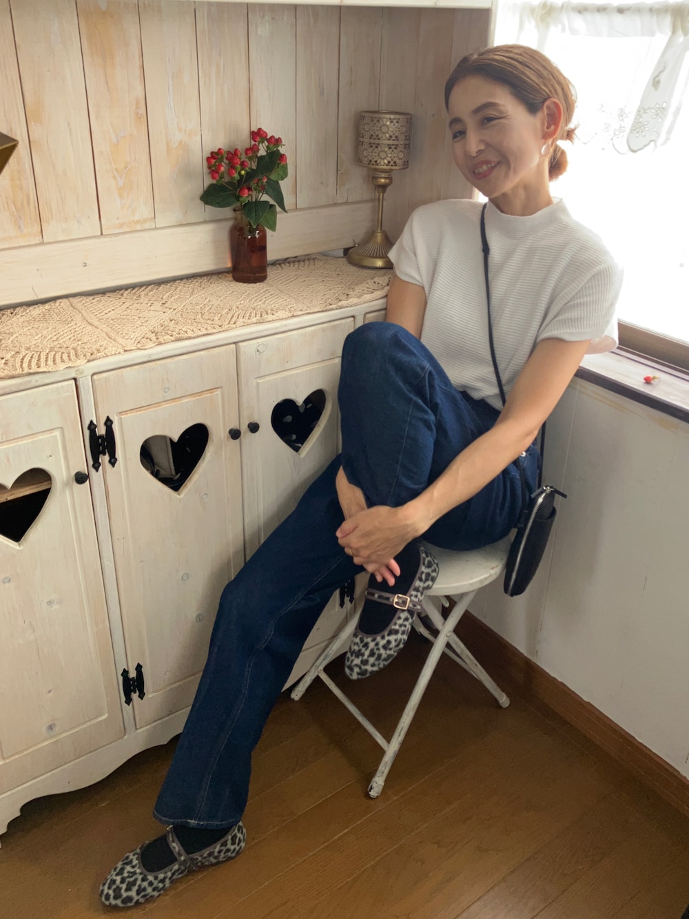 「着圧ソックス、ソックウェル、Sockwell、40代ファッション、アラフィフ」｜「SockWellの[SW156W]PLANTAR CUSH CREW BASIC　Ladies（ソックス/靴下、ブラック系）」を使った、まゆみんさん（レディース・160cm）の秋コーディネートの1枚目の写真