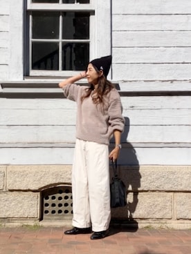 「アイテム（ニットキャップ/ビーニー）」を使った、まゆみんさん（レディース・160cm・50代）の秋コーディネート