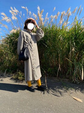 「ソックス」｜「アイテム（ハンチング/ベレー帽）」を使った、nupi ·͜·さん（レディース・153cm）の秋コーディネート