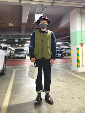 Azuma さんの「ARMYTWILL/アーミーツイル 別注リバーシブルボアベスト/リバーシブル」を使ったコーディネート