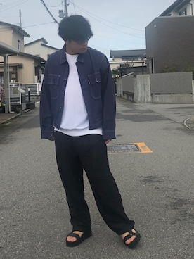 「GU（ジーユー）のアイテム（パンツ、ブラック系）」を使った、kobayasi27さん（メンズ・173cm）の秋コーディネート