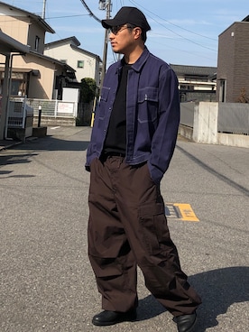 「no brand（ノーブランド）のアイテム（ジャケット/アウター、ブルー系）」を使った、kobayasi27さん（メンズ・173cm）の秋コーディネート