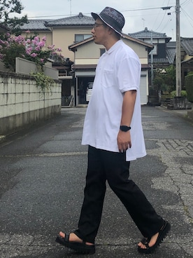 「ワークマンのアイテム（帽子、ブラック系）」を使った、kobayasi27さん（メンズ・173cm）の夏コーディネート