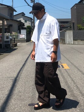 「FREAK'S STORE（フリークスストア）のアイテム（シャツ/ブラウス、ホワイト系）」を使った、kobayasi27さん（メンズ・173cm）の夏コーディネート