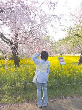 「韓国コーデ」｜「アイテム（バレエシューズ）」を使った、achanさん（レディース・151cm）の春コーディネート
