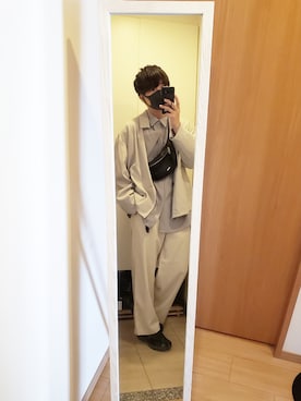 「SPINNS(スピンズ)のアイテム(ボディバッグ/ウエストポーチ)」を使った、fumiさん(メンズ・170cm)の冬コーディネート