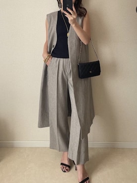 「green label relaxing（グリーンレーベルリラクシング）のアイテム（その他アウター）」を使った、midopeiさん（レディース・158cm）の秋コーディネート