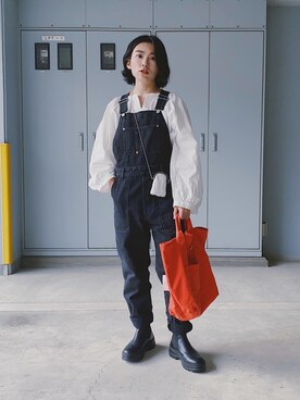 「THE SHINZONE（ザ　シンゾーン）のアイテム（オールインワン・サロペット）」を使った、ma---riさん（レディース・151cm）の秋コーディネート