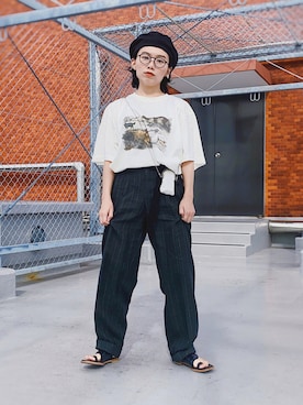 「スクエアトゥ」｜「アイテム（ハンチング/ベレー帽）」を使った、ma---riさん（レディース・151cm）の秋コーディネート