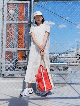 「GU（ジーユー）のアイテム（シャツワンピース）」を使った、ma---riさん（レディース・151cm）の夏コーディネート