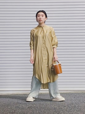 「MACPHEE（マカフィー）のアイテム（シャツワンピース）」を使った、ma---riさん（レディース・151cm）の秋コーディネート