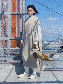 【らんまる７】HYKEハイク　ストライプワンピース　アシンメトリー　リネン HYKE - ハイク hyke 20SS ストライプシャツワンピースの通販 by