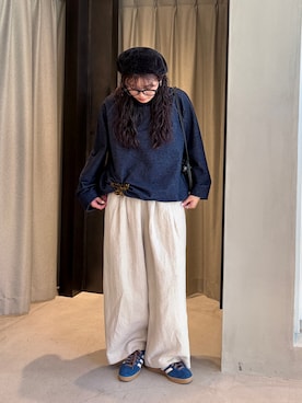 「アイテム（ヘアアクセサリー、ブラウン系）」を使った、ののさん（レディース・160cm）の秋コーディネート