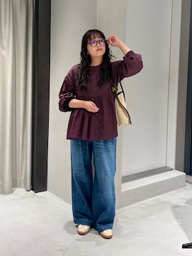 「かぐれ（カグレ）のアイテム（デニムパンツ）」を使った、ののさん（レディース・160cm）の秋コーディネート