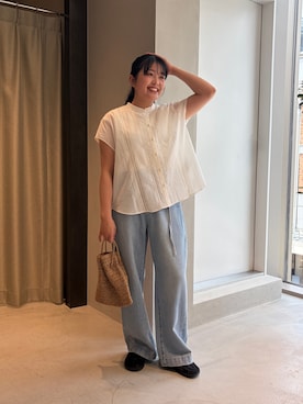 「URBAN RESEARCH DOORS（アーバンリサーチドアーズ）のアイテム（デニムパンツ）」を使った、ののさん（レディース・160cm）の夏コーディネート