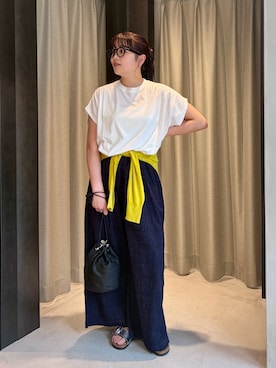 「かぐれ（カグレ）のフレンチスリーブカットソー（Tシャツ/カットソー、ホワイト系）」を使った、ののさん（レディース・160cm）の夏コーディネート