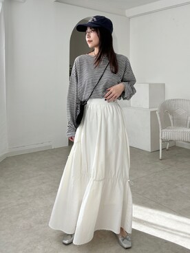 「ティアードスカート」｜「アイテム（バレエシューズ）」を使った、EPIMI ÉPIMMYさん（レディース・153cm）の春コーディネート