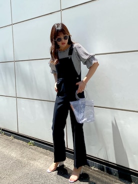 「クリアサンダル」｜「アイテム（オールインワン・サロペット）」を使った、EPIMI ÉPIMMYさん（レディース・164cm）の夏コーディネート