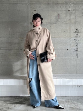 「EPIMI E'PIMMY（エピミエピミー）のアイテム（ステンカラーコート）」を使った、EPIMI ÉPIMMYさん（レディース・163cm）の冬コーディネート