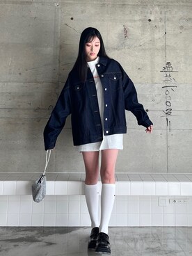 「スクエアトゥ」｜「アイテム（デニムジャケット）」を使った、EPIMI ÉPIMMYさん（レディース・163cm）の冬コーディネート