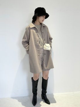 「ショート丈トップス」｜「アイテム（ステンカラーコート）」を使った、EPIMI ÉPIMMYさん（レディース・164cm）の秋コーディネート