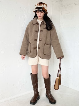 「EPIMI E'PIMMY（エピミエピミー）のアイテム（ステンカラーコート）」を使った、EPIMI ÉPIMMYさん（レディース・159cm）の冬コーディネート