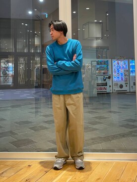 「FORK&SPOON（フォークアンドスプーン）のFORK&SPOON　フレンチドリルピグメントチノパンツ（その他パンツ）」を使った、純志さん（メンズ・169cm）の春コーディネート