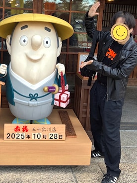 「アイテム（ライダースジャケット）」を使った、Yukiさん（メンズ・165cm）の秋コーディネート