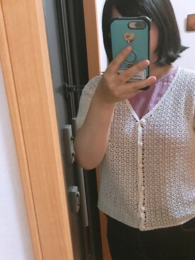 「no brand（ノーブランド）のアイテム（ニット/セーター、ホワイト系）」を使った、yufu💐さん（レディース）の夏コーディネート