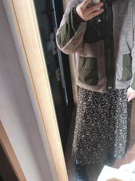 「no brand（ノーブランド）のアイテム（ムートンコート）」を使った、yufu💐さん（レディース・165cm）の冬コーディネート