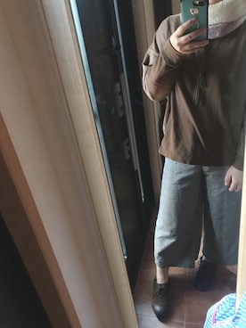 「アイテム（ブーティ、ブラウン系）」を使った、yufu💐さん（レディース・165cm）の秋コーディネート