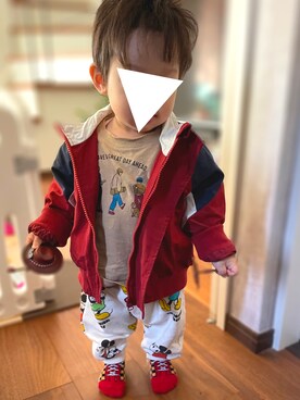 「男の子ベビー」｜「アイテム（ジャケット/アウター）」を使った、𝚖𝚒𝚣𝚞☻︎　  さん（キッズ・70cm）の秋コーディネート