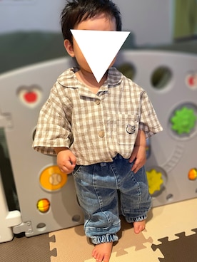 「やっぱりデニムが好き」｜𝚖𝚒𝚣𝚞☻︎　  さん（キッズ・70cm）の秋コーディネート