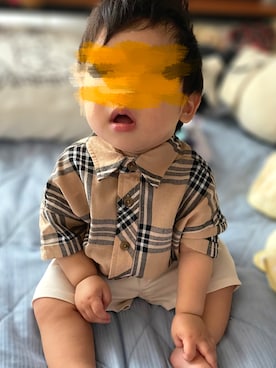 「moimoln（モイモルン）のアイテム（トップス）」を使った、𝚖𝚒𝚣𝚞☻︎　  さん（キッズ・70cm）の夏コーディネート