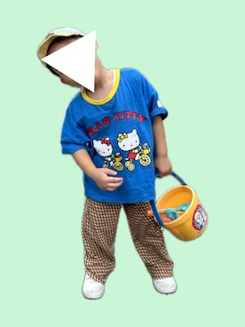 「b・ROOM（ビールーム）のデニムバイカラーキャップ（キャップ）」を使った、𝚖𝚒𝚣𝚞☻︎　  さん（キッズ・90cm）の夏コーディネート