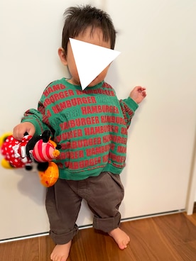 「男の子ベビー」｜「アイテム（スウェット）」を使った、𝚖𝚒𝚣𝚞☻︎　  さん（キッズ・70cm）の秋コーディネート