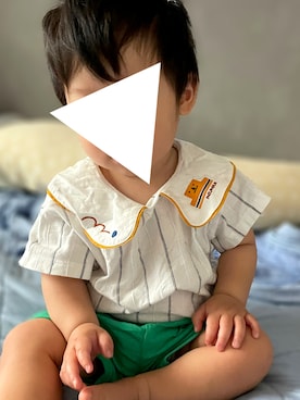 「moimoln（モイモルン）のアイテム（トップス）」を使った、𝚖𝚒𝚣𝚞☻︎　  さん（キッズ・70cm）の夏コーディネート