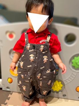 「男の子ベビー」｜「アイテム（オールインワン・サロペット）」を使った、𝚖𝚒𝚣𝚞☻︎　  さん（キッズ・70cm）の秋コーディネート