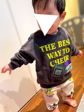 「男の子ベビー」｜「アイテム（スウェット）」を使った、𝚖𝚒𝚣𝚞☻︎　  さん（キッズ・70cm）の秋コーディネート