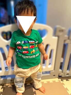 「Disney（ディズニー）のアイテム（パンツ）」を使った、𝚖𝚒𝚣𝚞☻︎　  さん（キッズ・70cm）の秋コーディネート