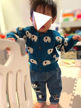 「Disney（ディズニー）のアイテム（パンツ）」を使った、𝚖𝚒𝚣𝚞☻︎　  さん（キッズ・70cm）の冬コーディネート