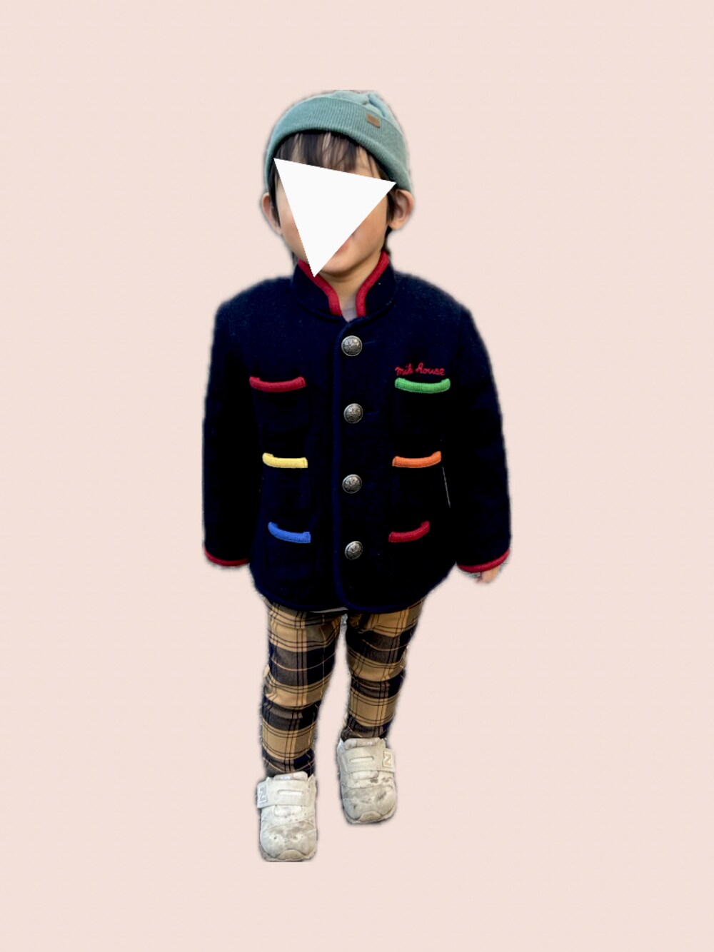 「男の子コーデ、キッズファッション、男の子、むすこふく、3歳４ヶ月、3歳男の子、むすこーで、おとこのこ、休日スタイル、キッズコーデ、キッズ、3歳、ニット帽、ミキハウス、BREEZE」｜「MIKI HOUSEのアイテム（ジャケット/アウター、ブラック系）」を使った、𝚖𝚒𝚣𝚞☻︎　  さん（キッズ・90cm）の冬コーディネートの1枚目の写真