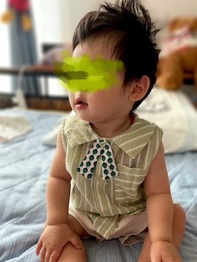 「moimoln（モイモルン）のアイテム（トップス）」を使った、𝚖𝚒𝚣𝚞☻︎　  さん（キッズ・70cm）の夏コーディネート