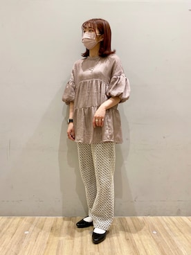「くすみピンク」｜「アイテム（アクセサリー）」を使った、ぷくもちょさん（レディース・157cm）の夏コーディネート