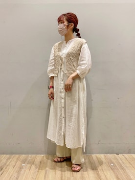 「シャツワンピ」｜「アイテム（アンサンブル）」を使った、ぷくもちょさん（レディース・157cm）の夏コーディネート