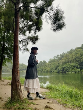 「JJJJound（ジョウンド）のアイテム」を使った、CHing Chingさん（レディース・158cm）の冬コーディネート