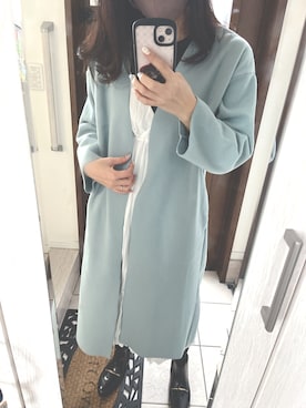 「coca（coca）（コカ）のアイテム（ノーカラーコート）」を使った、ぽてさん（レディース・169cm）の冬コーディネート