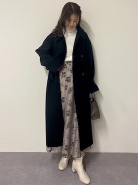 「花柄」｜「アイテム（ステンカラーコート）」を使った、Megumi❤︎さん（レディース・165cm）の秋コーディネート